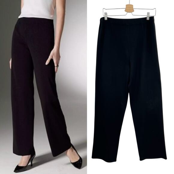 Exclusively Misook Knit Pants Pull-On Straight Leg Black Size‎ Large Petite - Picture 1 of 10